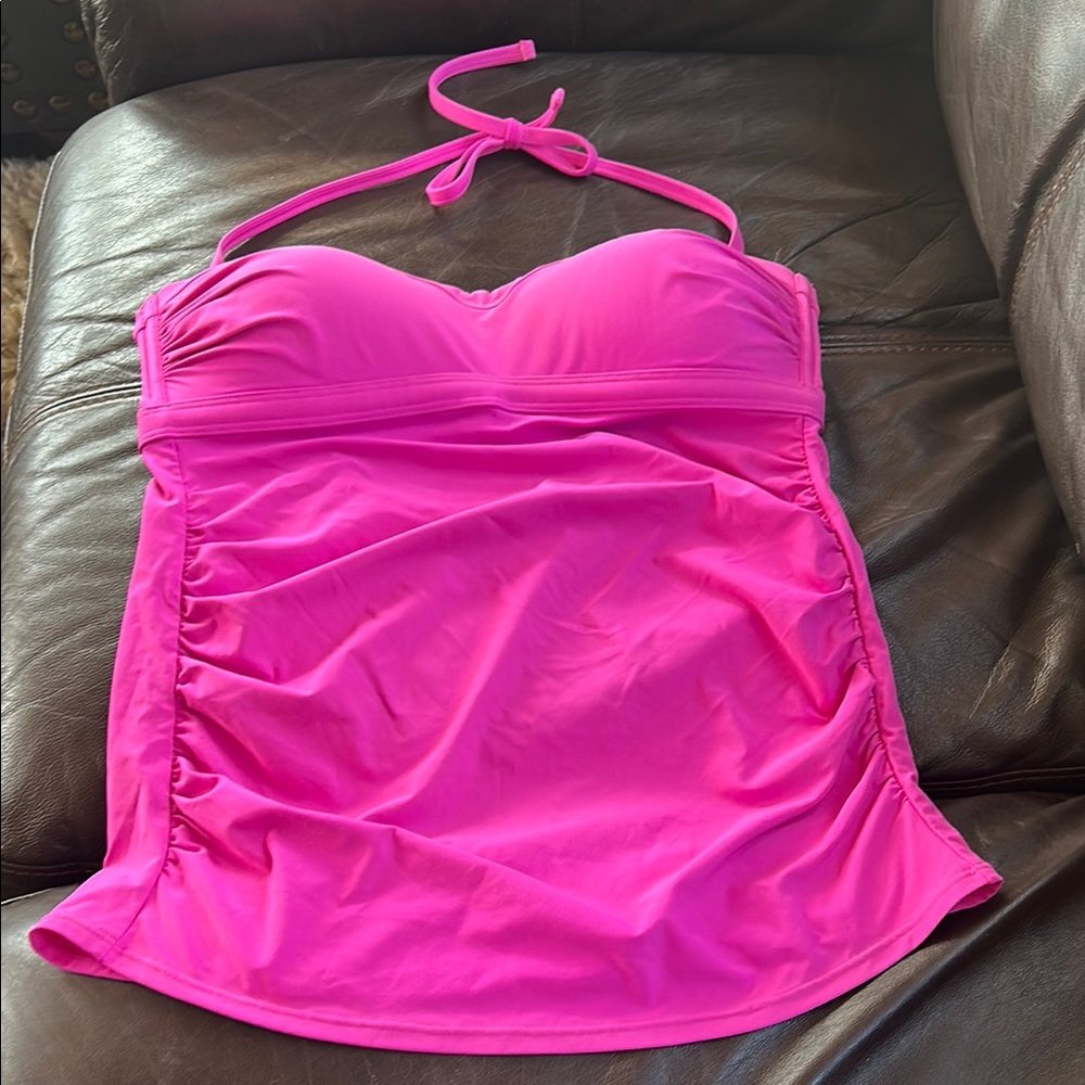 Vibrant Pink Halter Tankini Top